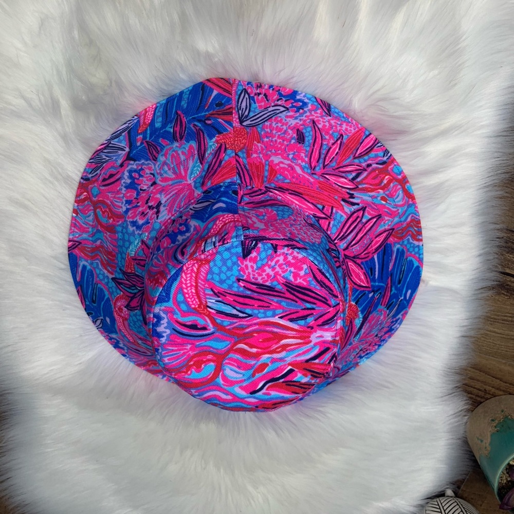 Lilly Pulitzer Pink & Blue Tropical Print Sun Hat - Picture 3 of 7